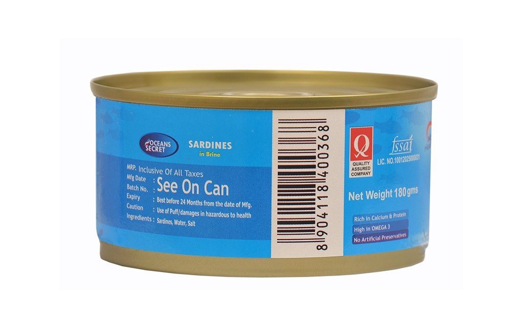 Oceans Secret Sardines In Brine    Tin  180 grams
